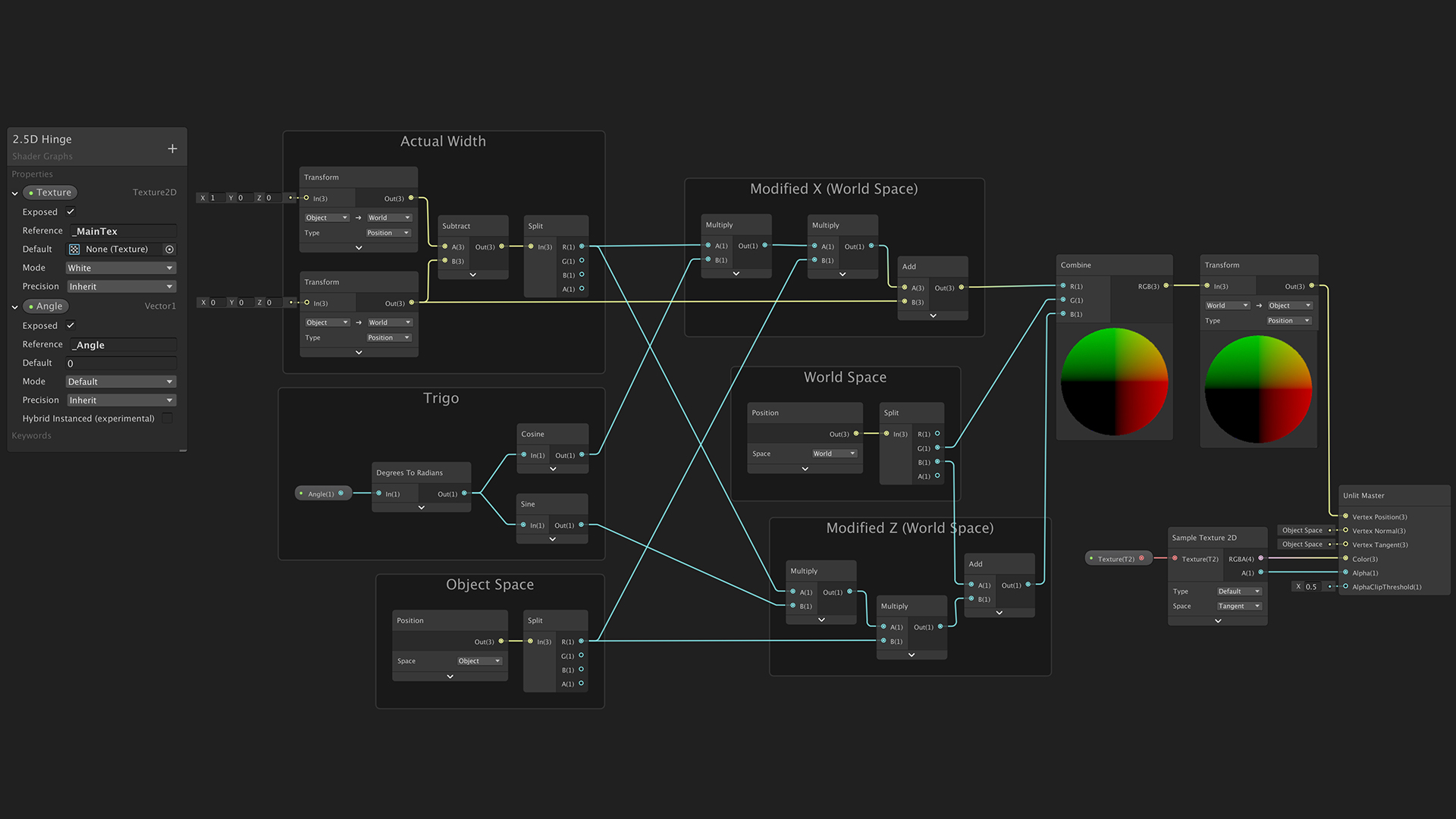 2.5D Game in Unity – Skewed Hinge Shader Graph