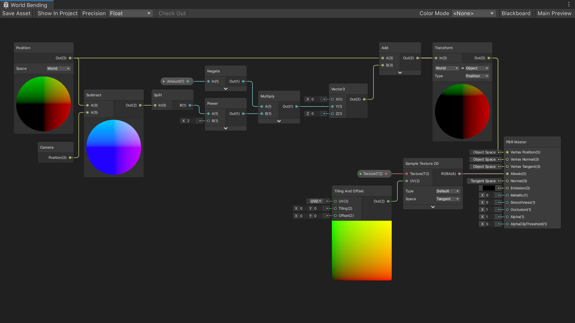 World bending effect in Unity – shader graph