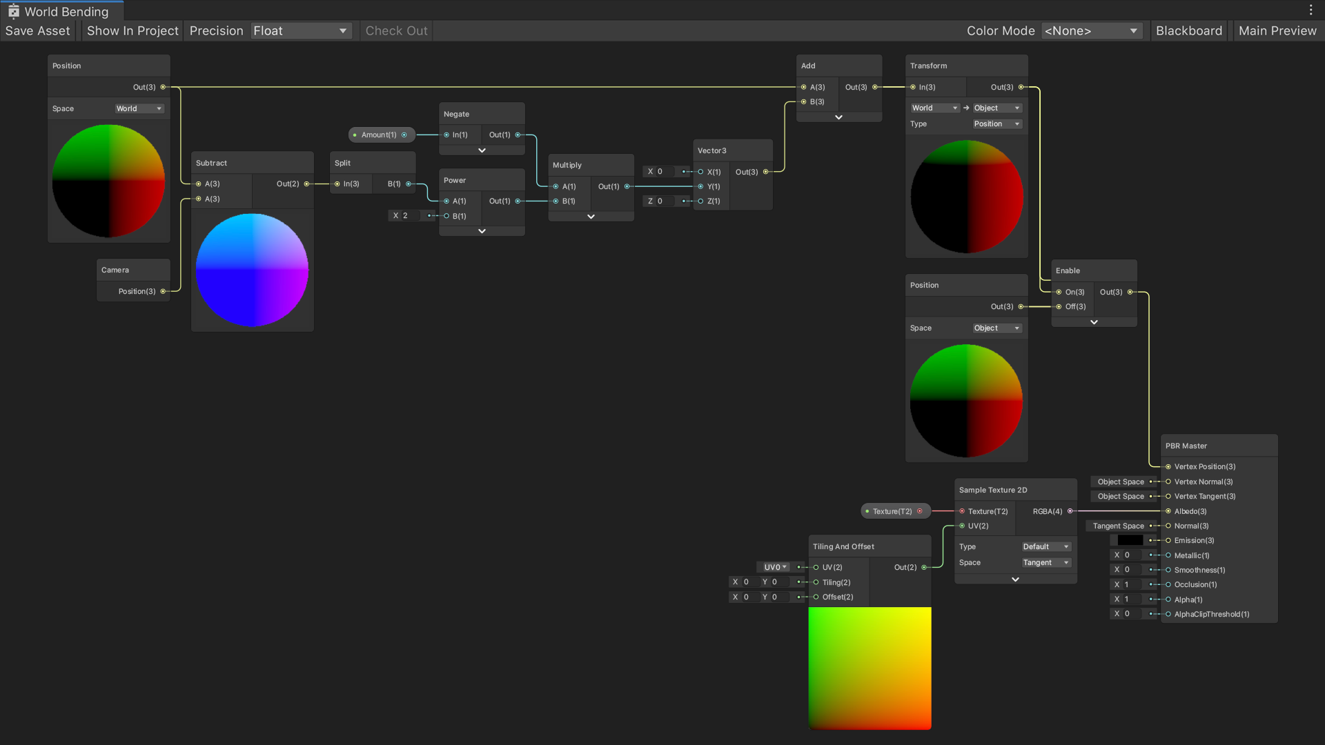 World bending effect in Unity – activation shader graph