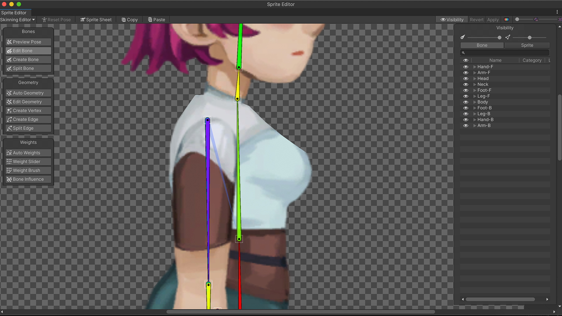 Unity 2D Animation – bones drawing