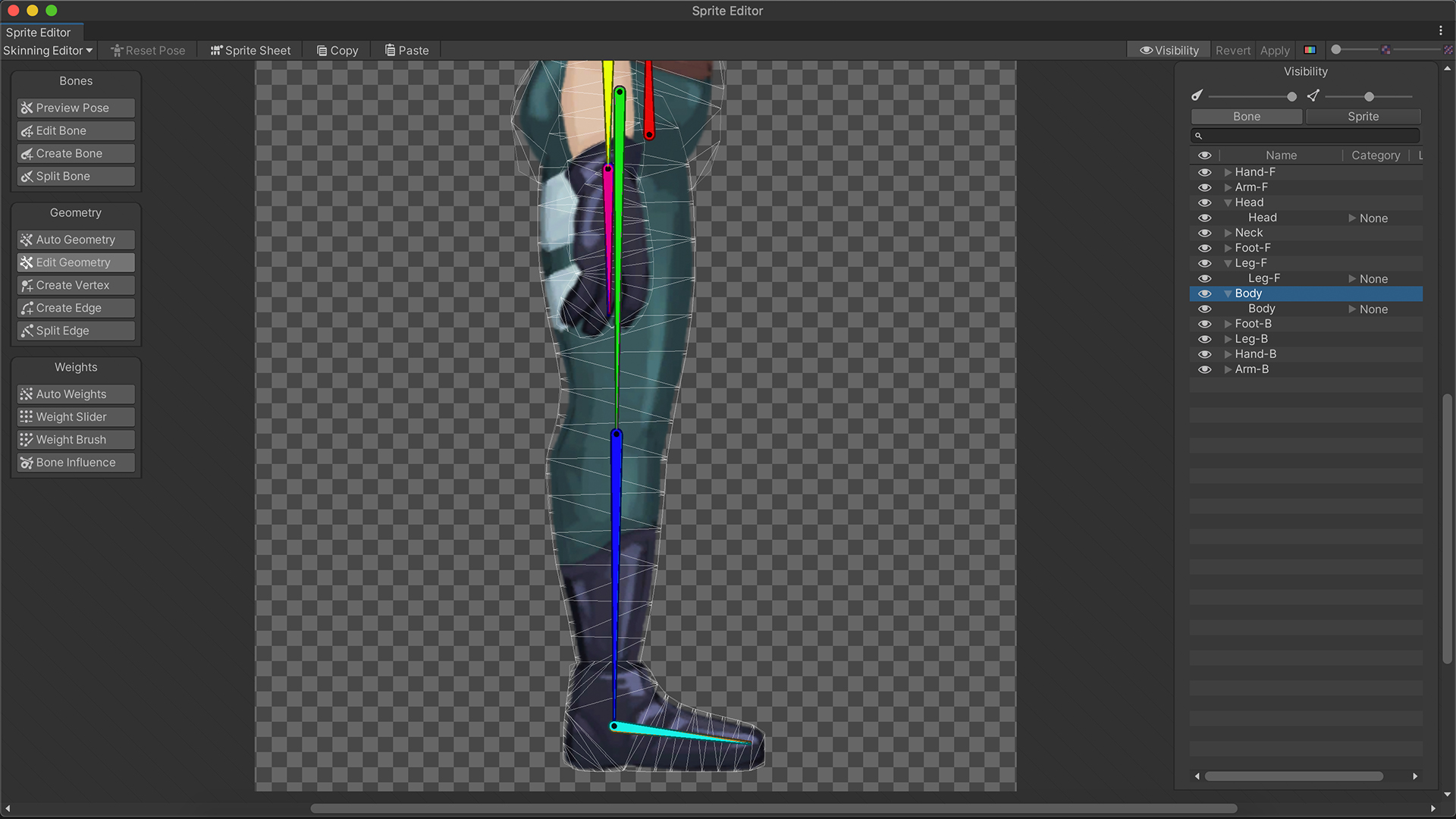 Unity 2D Animation – generated geometry
