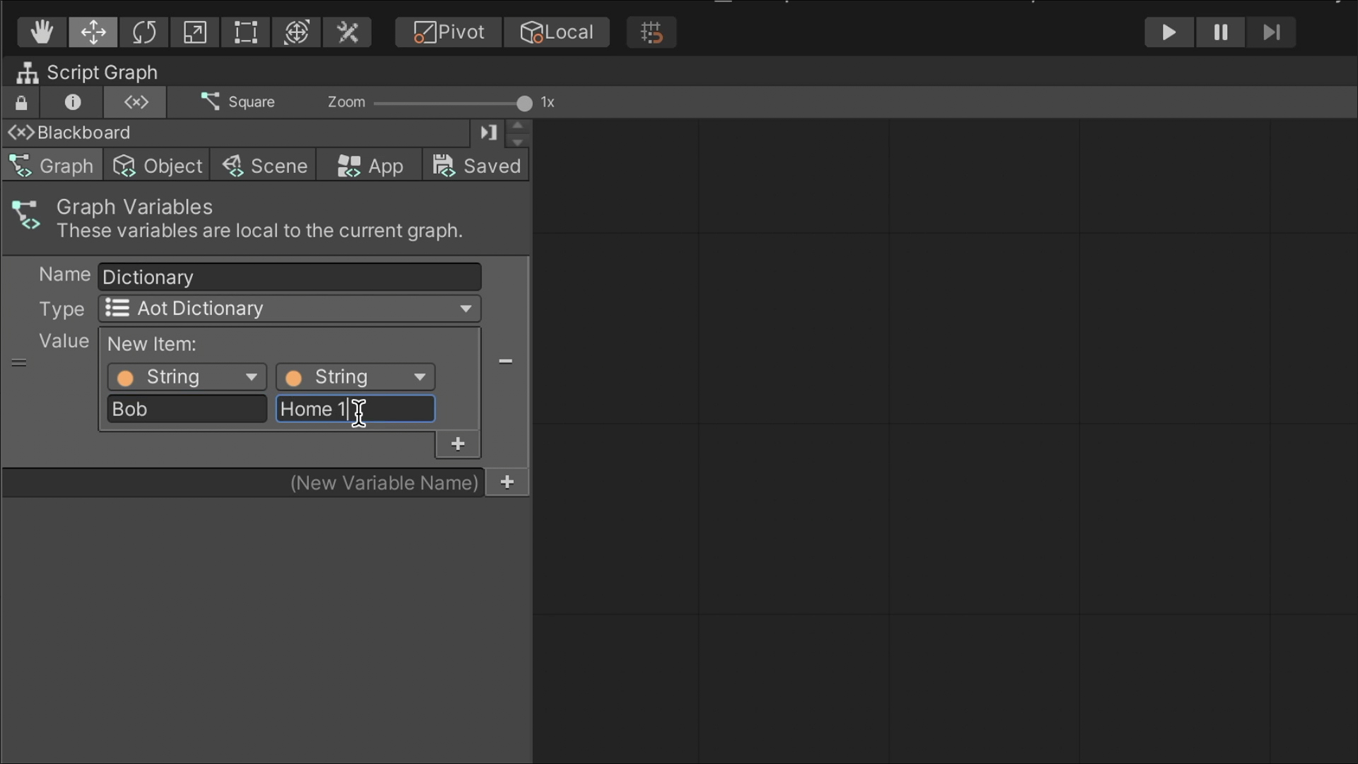 Unity Visual Scripting – Create Dictionary
