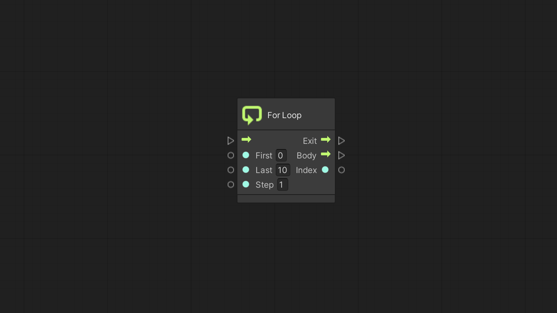 Unity Visual Scripting – For Loop node