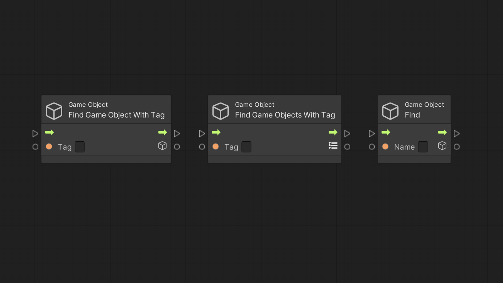 Unity Visual Scripting – Find Game Object With Tag and Find nodes