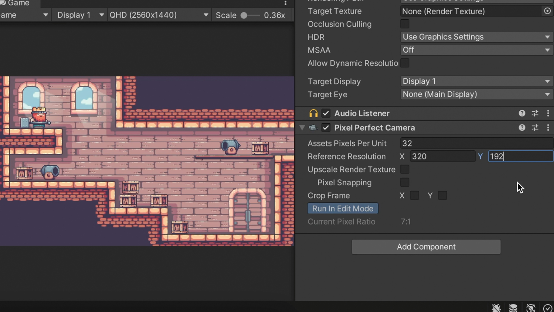 Pixel Perfect Camera component