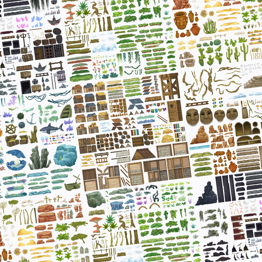 2D Hand Painted Bundle – Game Assets Sprites